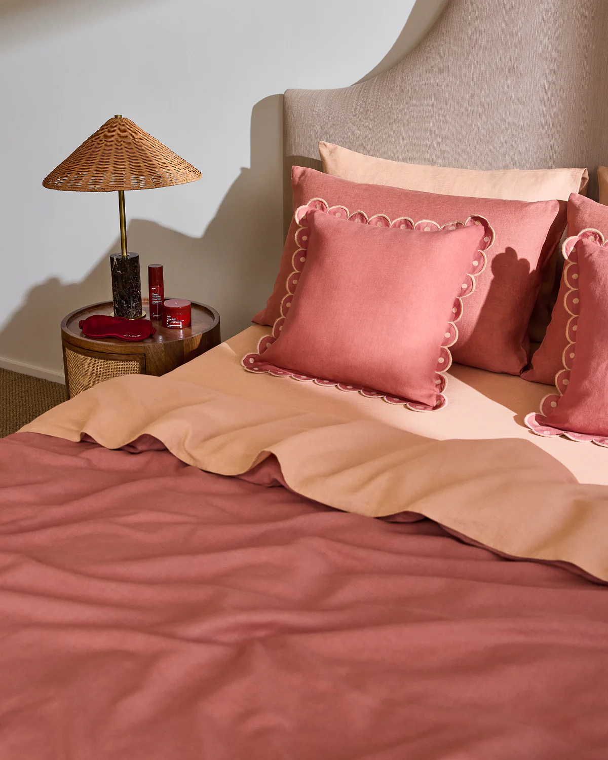 Pink Clay & Terracotta 100% French Flax Linen Arch Cushion Cover - Image 4