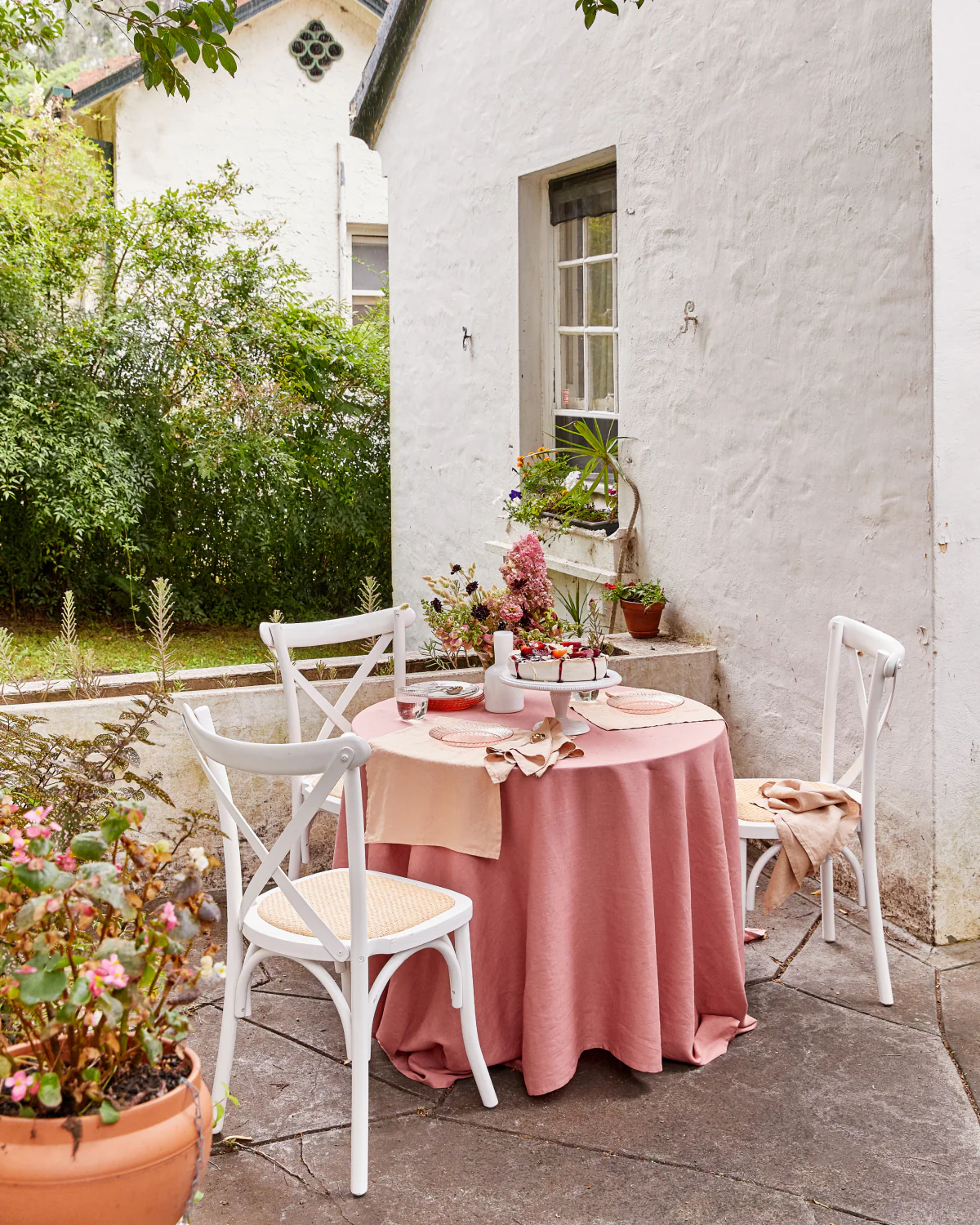 Pink Clay 100% French Flax Linen Tablecloth - Image 2