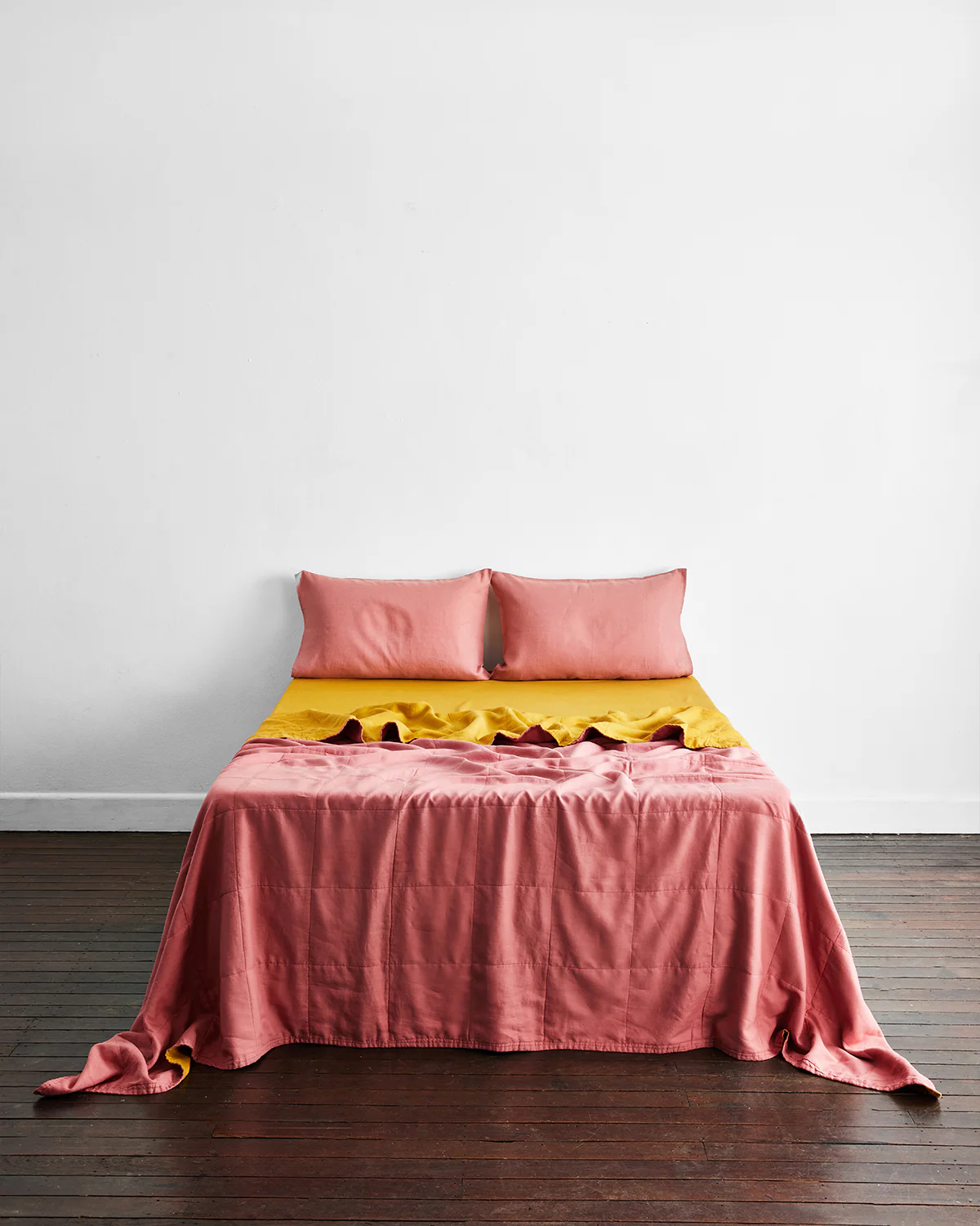 Pink Clay & Turmeric 100% French Flax Linen Quilt Set - Image 3