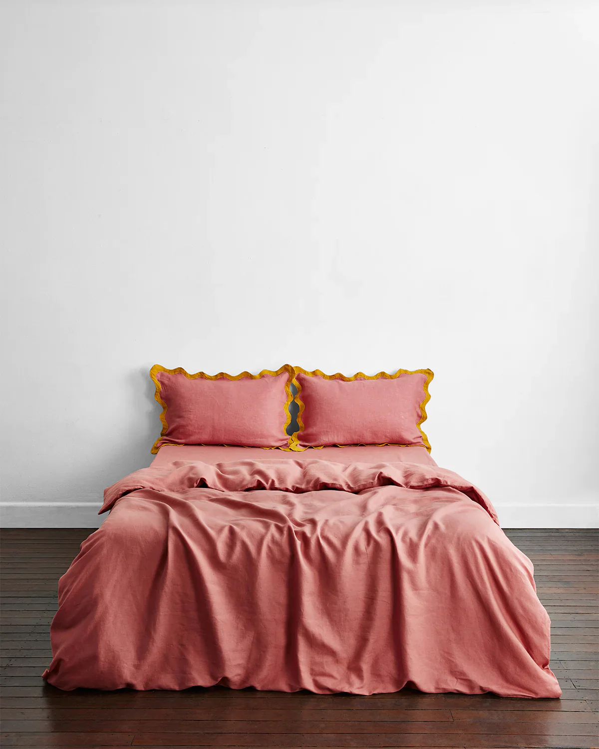 Pink Clay & Turmeric 100% French Flax Linen Scalloped Pillowcases (Set of Two) - Image 4