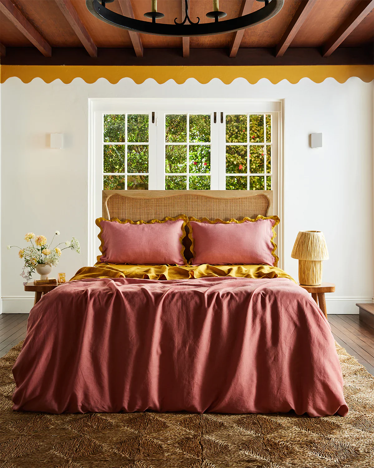 Pink Clay & Turmeric 100% French Flax Linen Scalloped Pillowcases (Set of Two) - Image 5