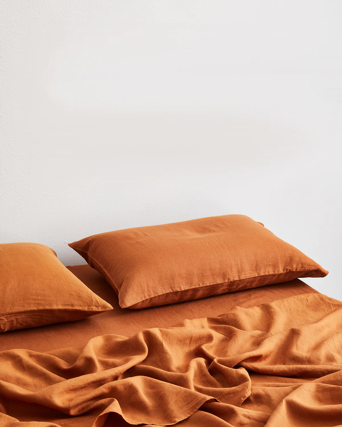 Rust 100% French Flax Linen Fitted Sheet - Image 3