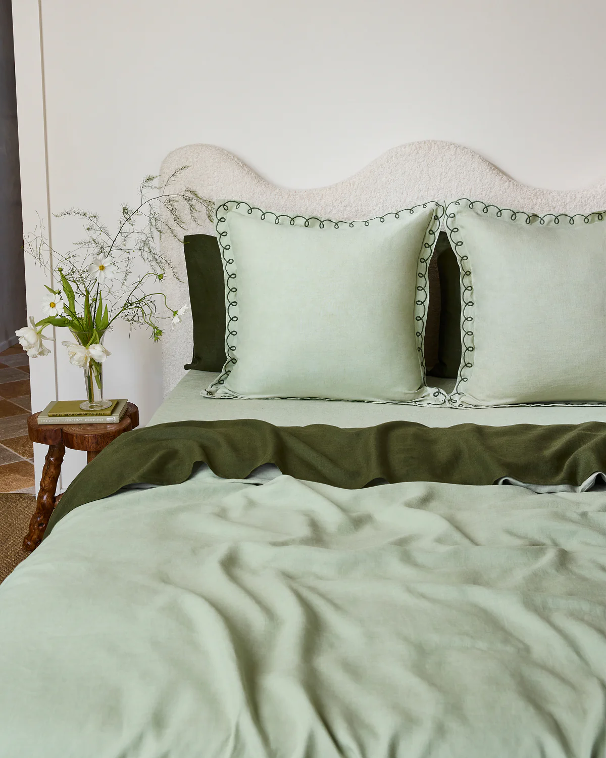 Sage & Olive 100% French Flax Linen Swirl European Pillowcases (Set of Two) - Image 4