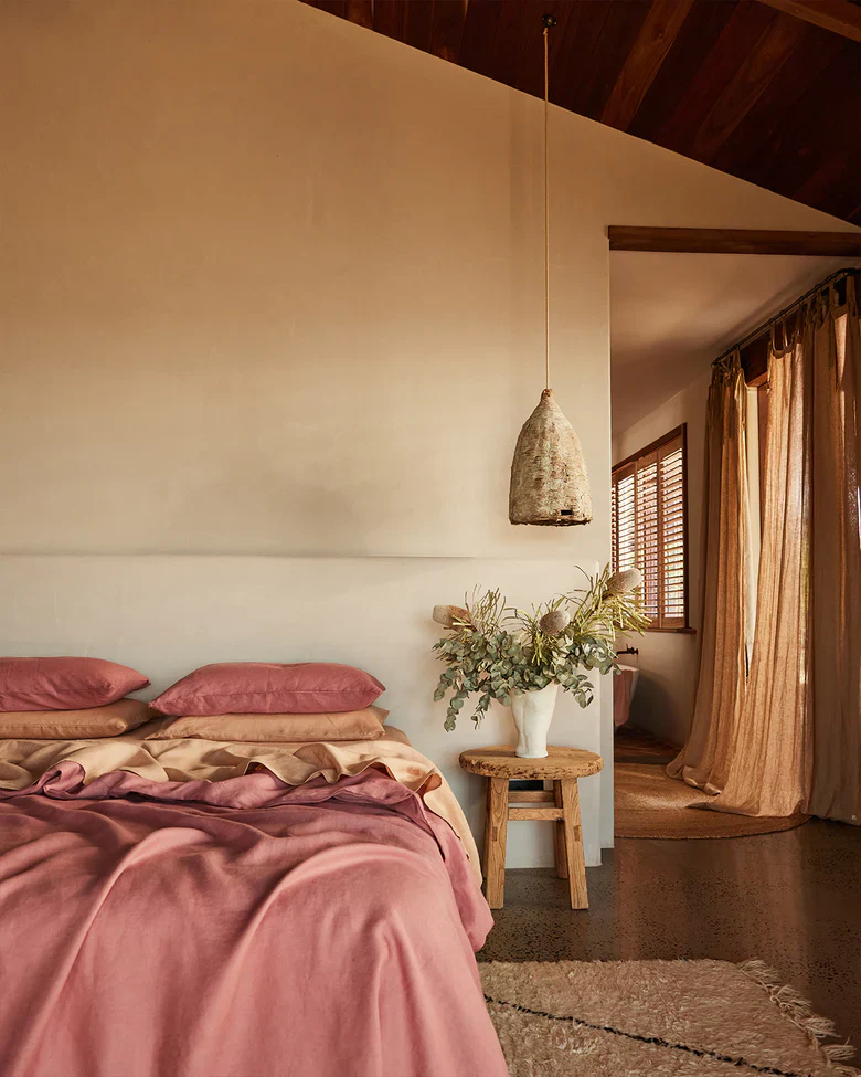 Terracotta 100% French Flax Linen Flat Sheet - Image 5