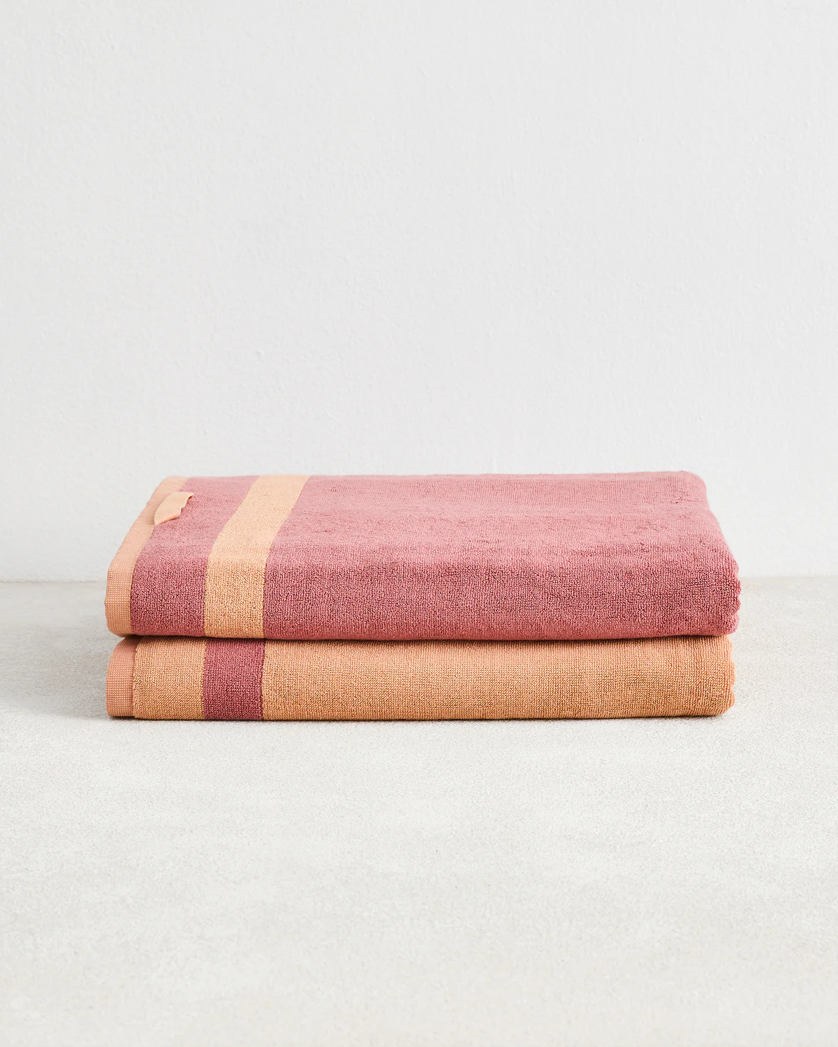 Terracotta & Pink Clay Two-Toned 100% Cotton Terry Bath Sheets (Set of Two)