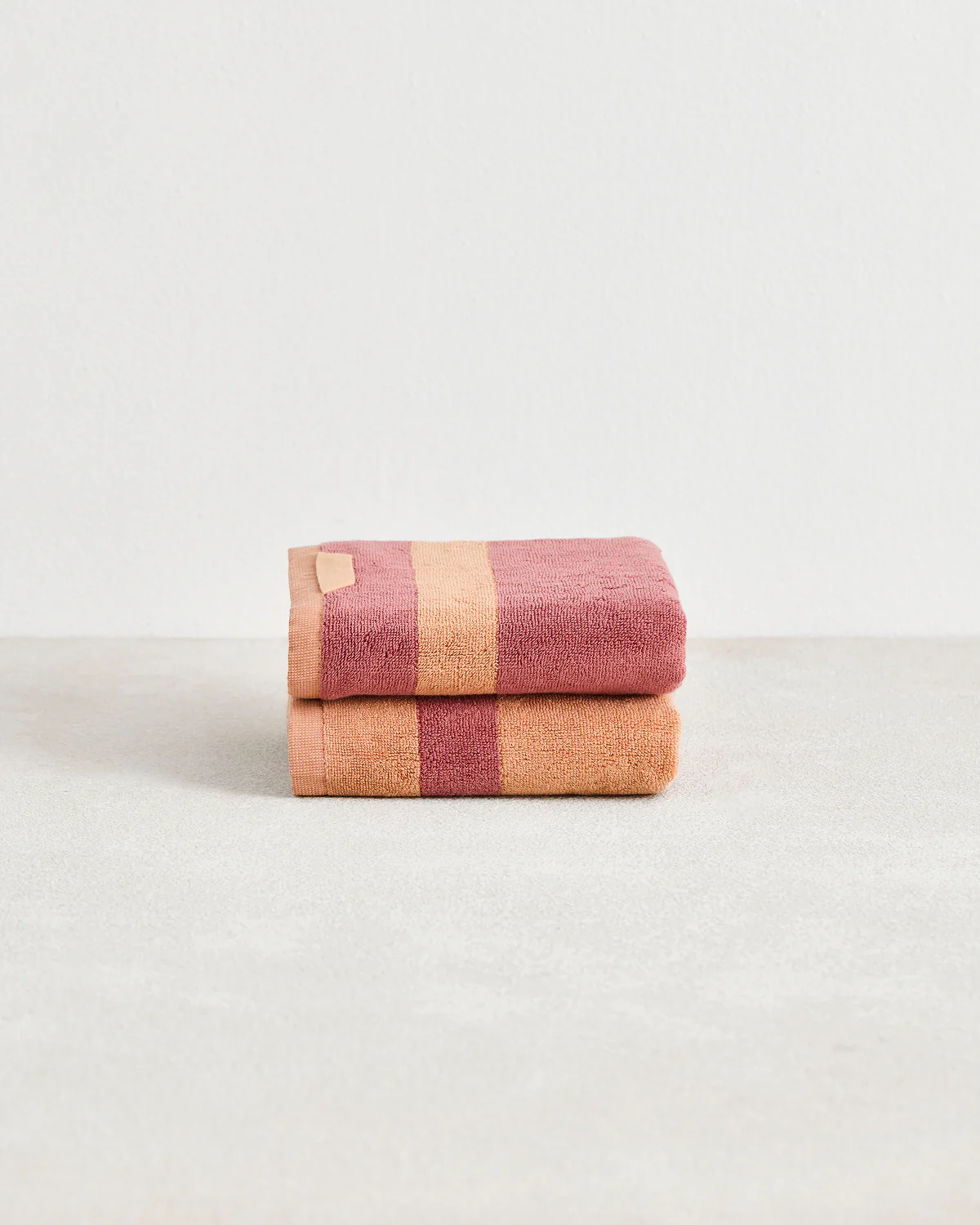 Terracotta & Pink Clay Two-Toned 100% Cotton Terry Hand Towels (Set of Two)