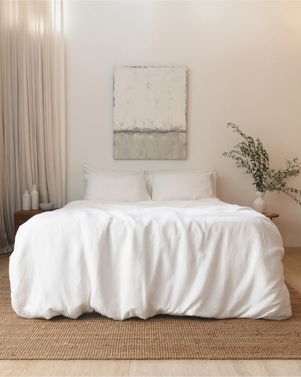 White 100% French Flax Linen Fitted Sheet - Image 5