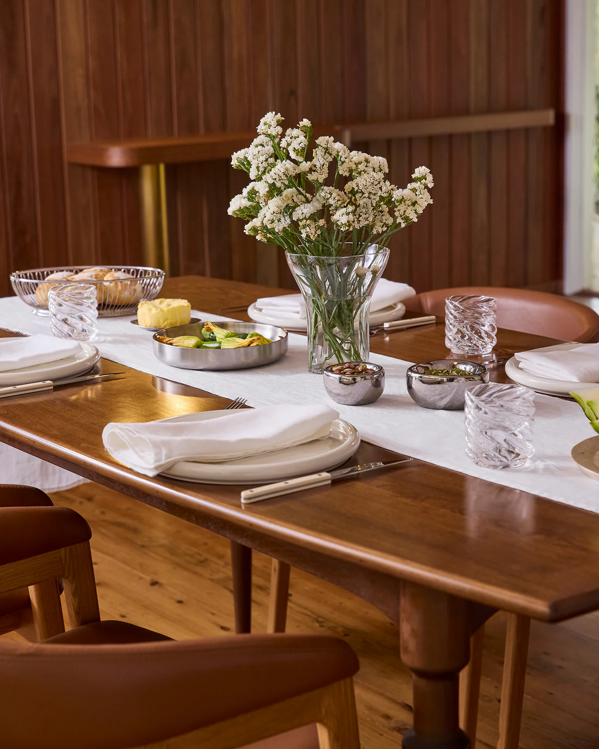 White 100% French Flax Linen Table Runner - Image 2